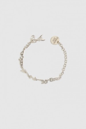 Patrizia Pepe Brass Bracelet With Rhinestones Srebrne | 8029ALBCE