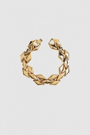 Patrizia Pepe Brass Link Bracelet Złote | 6390AGOQE