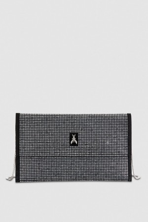 Patrizia Pepe Clutch Bag With Rhinestones And Shoulder Strap Czarne | 2845XUAPG