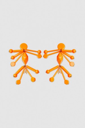Patrizia Pepe Earrings With Techno Pop Fly Appliqué Pomarańczowe | 4017DSLCT