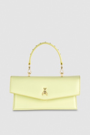Patrizia Pepe Fly Bamby Leather Shoulder Bag Żółte | 5231PEQTN