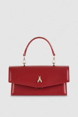 Patrizia Pepe Fly Bamby Leather Shoulder Bag Czerwone | 3198UNHMQ