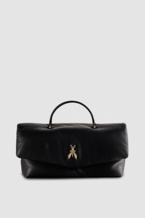 Patrizia Pepe Fly Bamby Leather Shoulder Bag Czarne | 3481FSUOI