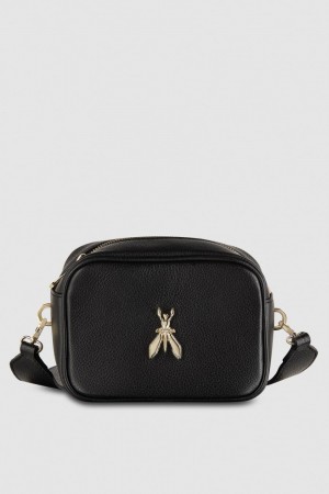 Patrizia Pepe Fly Camera Leather Shoulder Bag Czarne | 3509VONQA
