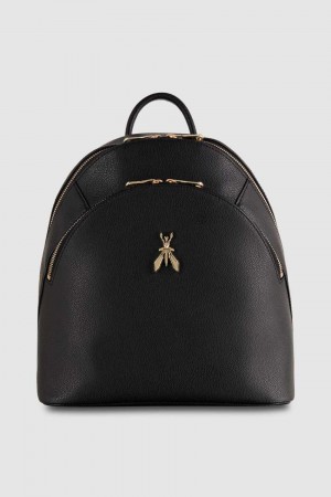 Patrizia Pepe Fly Leather Backpack With Double Pocket Czarne | 4596BEPWK