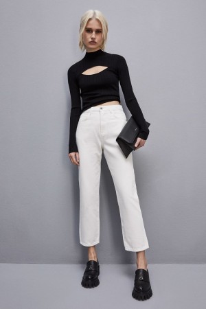 Patrizia Pepe High-waisted Denim Pants Białe | 8904EMWSX