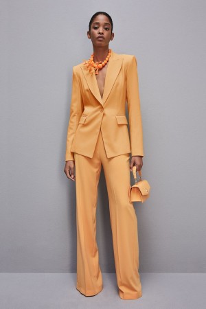 Patrizia Pepe One-button Jacket In Sablè Crepe Fabric Pomarańczowe | 4569MZKFV