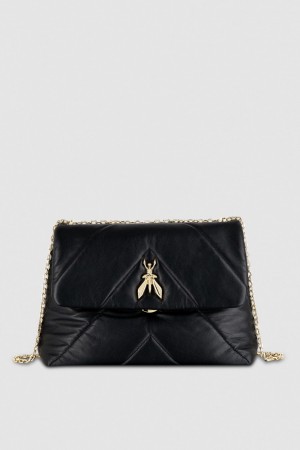 Patrizia Pepe Padded Fly Crossbody Bag Czarne | 4182ZGTVS