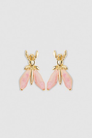 Patrizia Pepe Precious Fly Earrings With Stones Różowe | 3950LJEXV