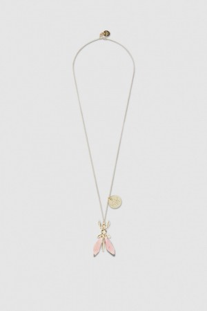 Patrizia Pepe Precious Fly Necklace With Stones Różowe | 6904BJMGV