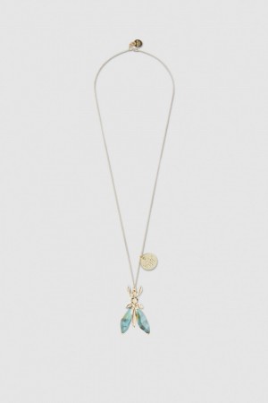 Patrizia Pepe Precious Fly Necklace With Stones Zielone | 2391ZXCEI