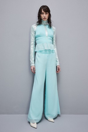 Patrizia Pepe Regular Waist Palazzo Pants Głęboka Niebieskie | 0253DXRFW