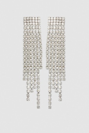 Patrizia Pepe Rhinestone Earrings Srebrne | 9852TPDYH