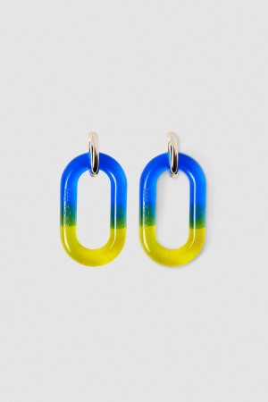 Patrizia Pepe Shaded Maxi Chain Logo Earrings Niebieskie | 6918UTYCP