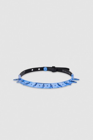Patrizia Pepe Studded Leather Choker Niebieskie | 4297OCAEN